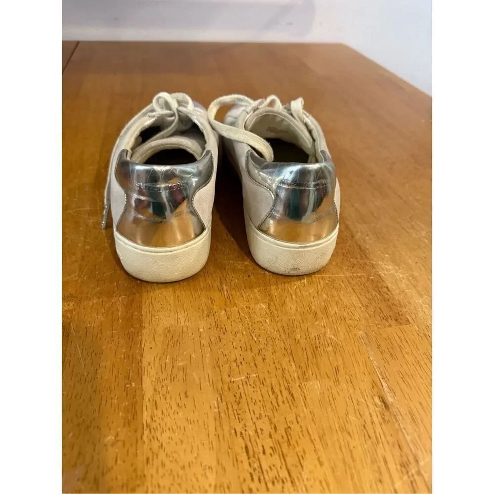Michael Michael Kors White Leather Silver Toe Sneaker Shoes Size 7.5 - Picture 8 of 12